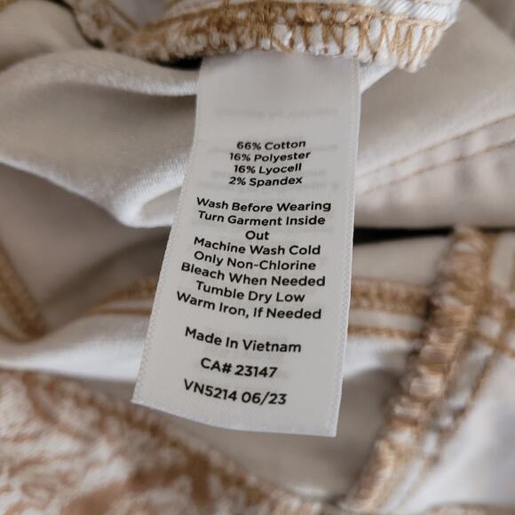 Talbots Slim Ankle Jean Sz 8P Petite Stretch Neutral Paisley Print Quietlux - Picture 7 of 10